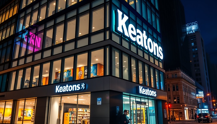 Nighttime view of Keatons branch, urban setting.