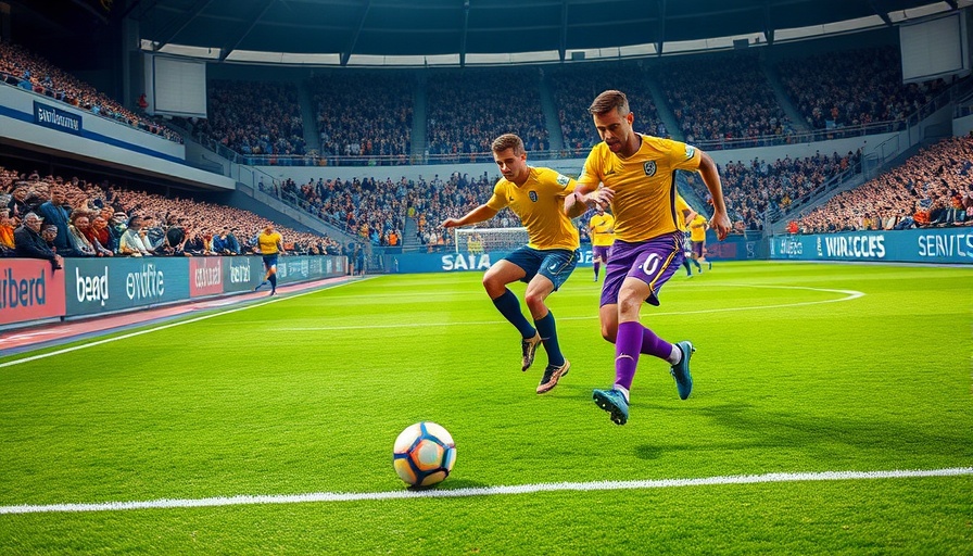 Annan Athletic Comeback: Players in yellow and purple jerseys compete in a soccer match.