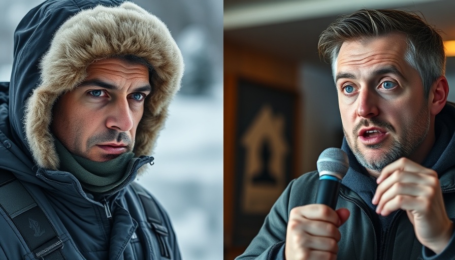 America’s Greenland Obsession: contrasting scenes of outdoor and indoor settings with two men.