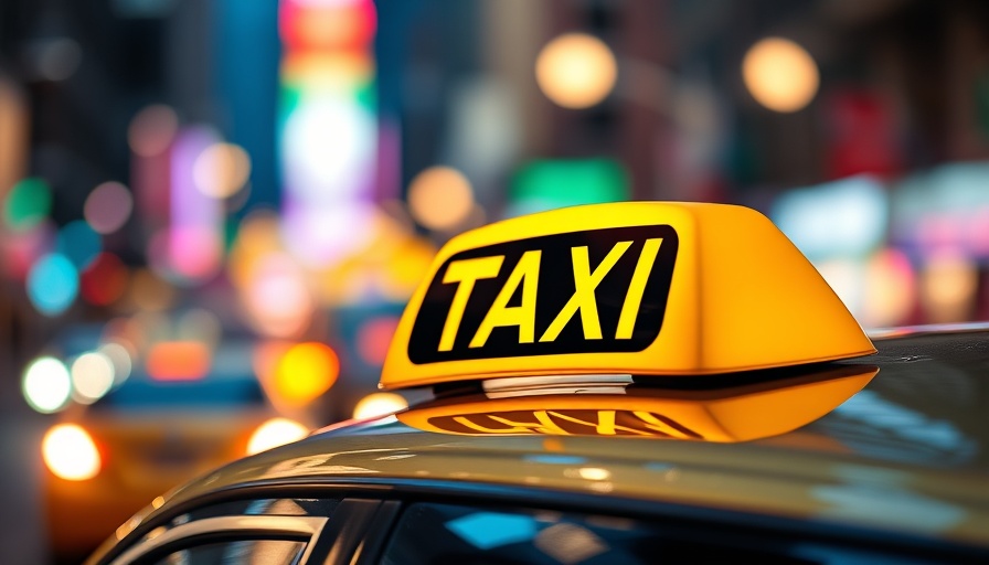 Taxi sign on car roof with city lights in background, Dumfries taxi driver kindness plea