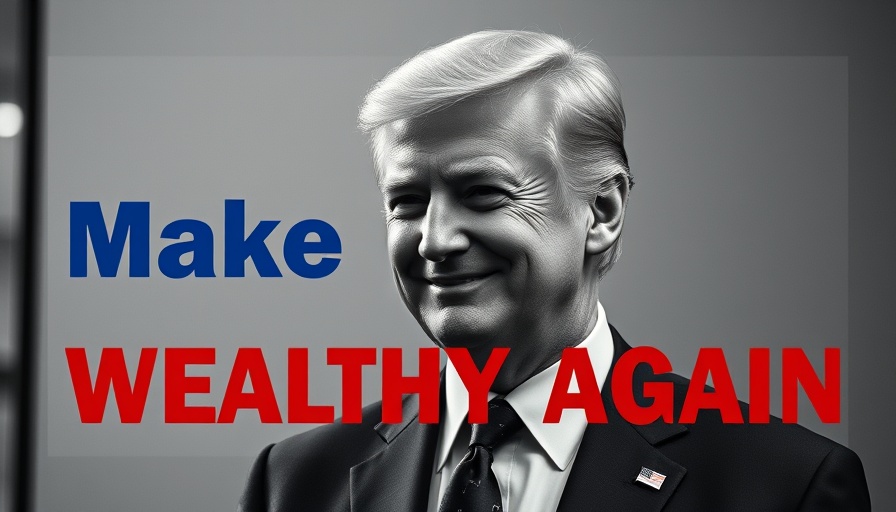 Political graphic of a man with text 'Make America Wealthy Again'.