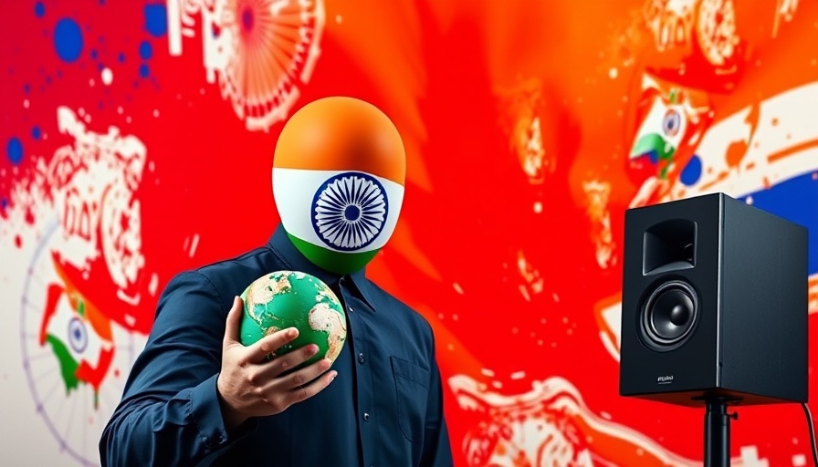 India Global Superpower discussion illustration with globe and speaker.