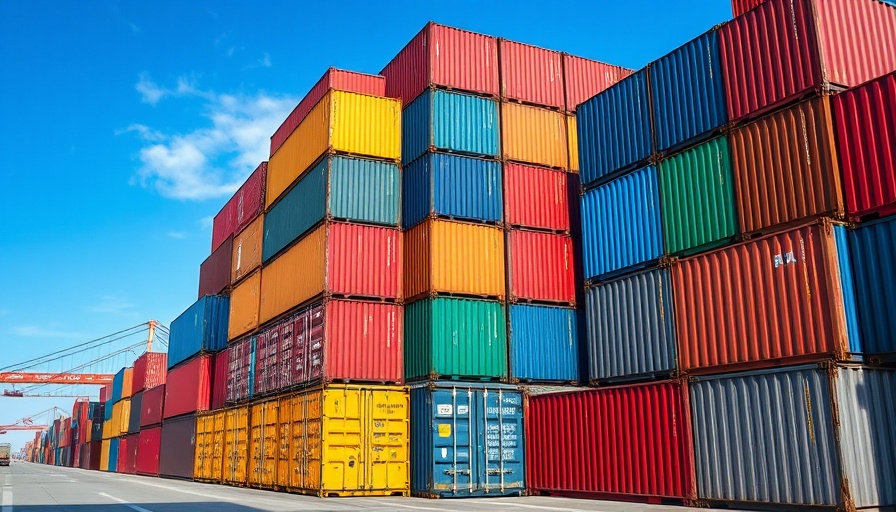 Stacked shipping containers illustrating Trump's tariffs impact on climate tech.
