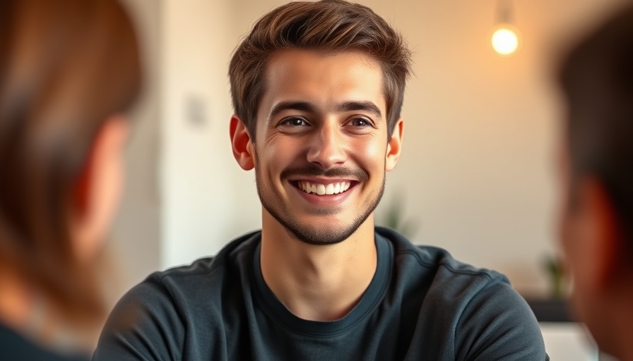 Confident young man talking in an interview setting, how to tell when someone is lying.