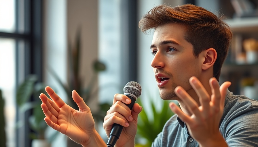 Engaged speaker demonstrating how to be less reactive.