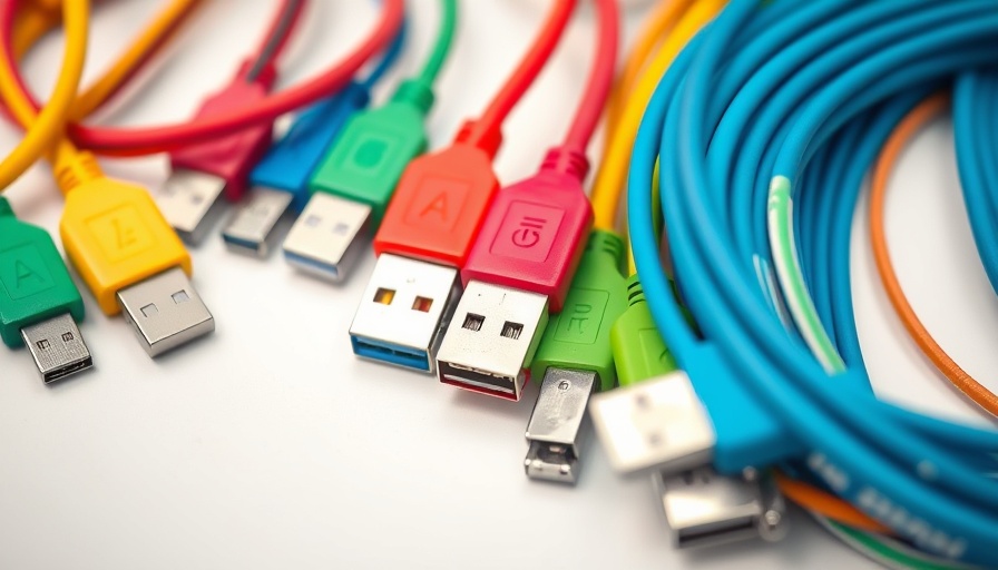 Colorful USB cable identifiers for business productivity
