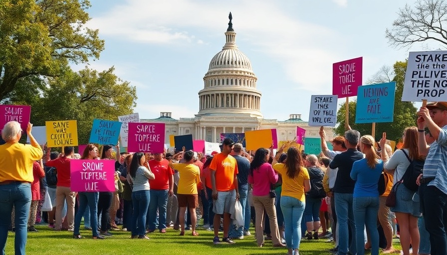 Hands Off! Protests with diverse crowd holding signs near Capitol.