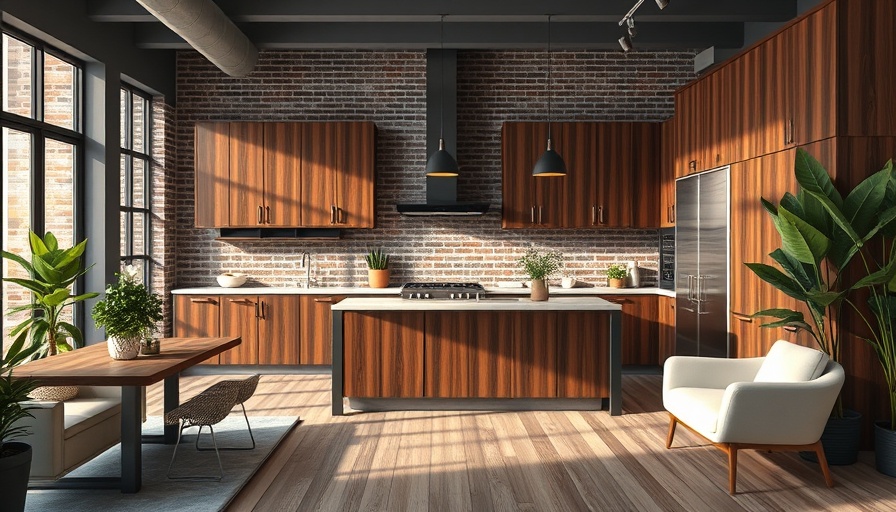 Modern loft kitchen design tips with wooden cabinets and plants.