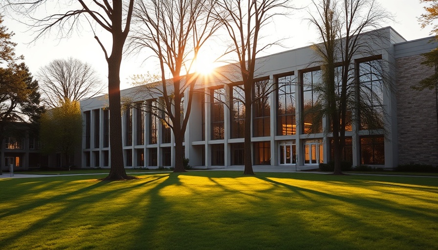 Trinity Evangelical Divinity School campus with morning light and trees.