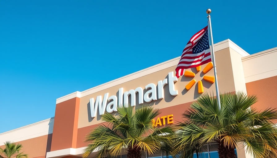 Walmart store with American flag symbolizing brand presence.