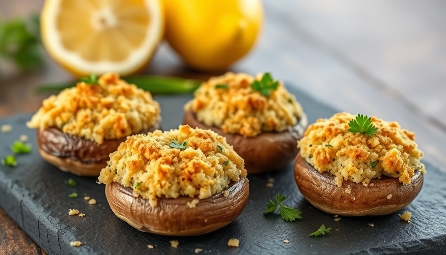 Crispy stuffed mushrooms, perfect for healthy potluck recipes.