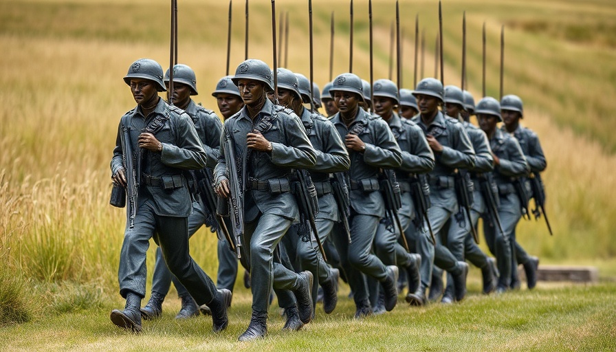 Bronze soldiers statue symbolizing military valor, Dalbeattie memorial events funding.