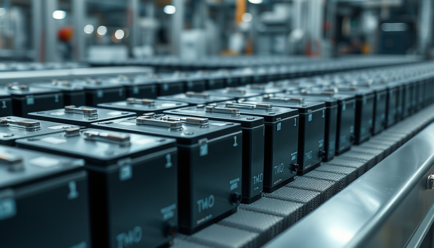 Modern battery packs on conveyor system showcasing tariffs batteries impact.