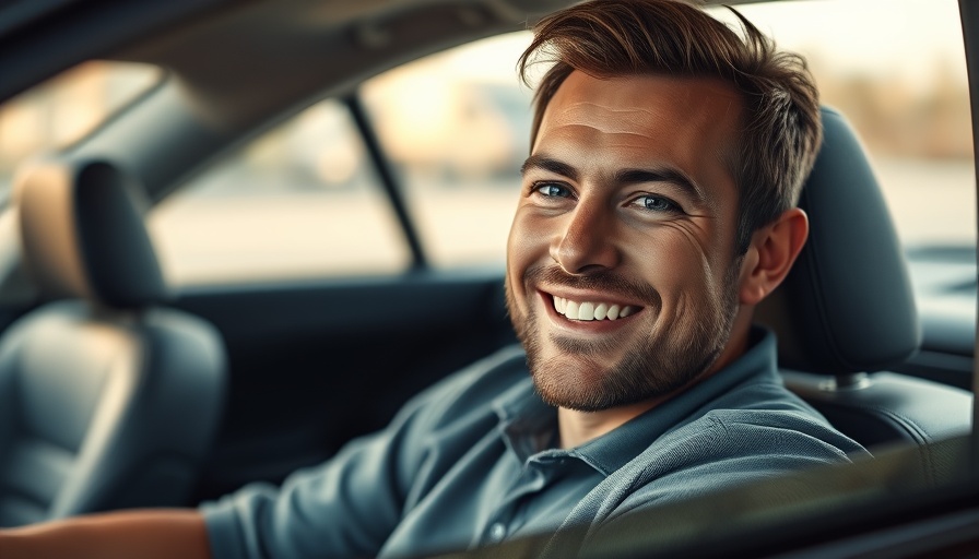 Man smiling in car, offering a positive response to comments.