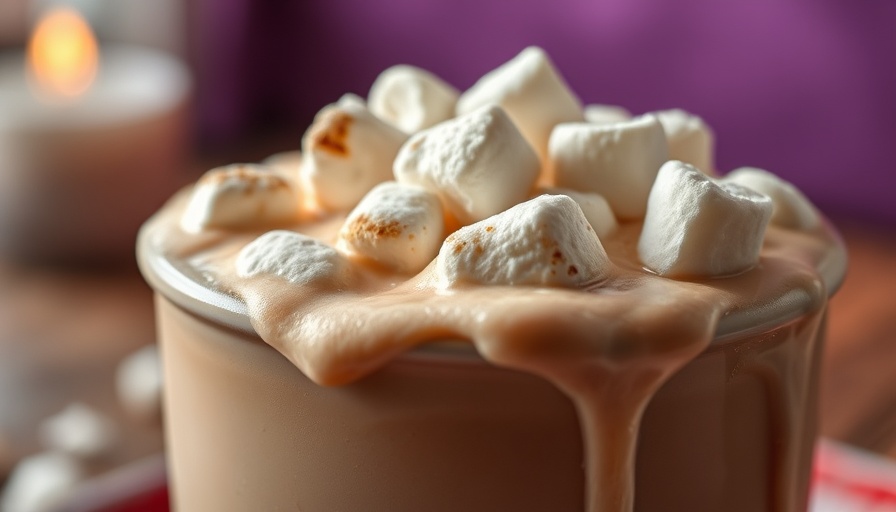 Creamy red wine hot chocolate topped with marshmallows