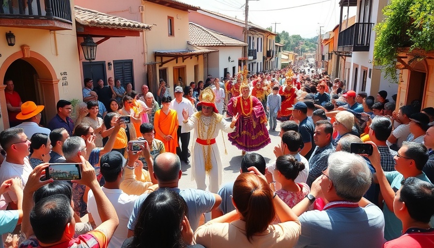 Traditional Holy Week street performance with colorful costumes in a village.