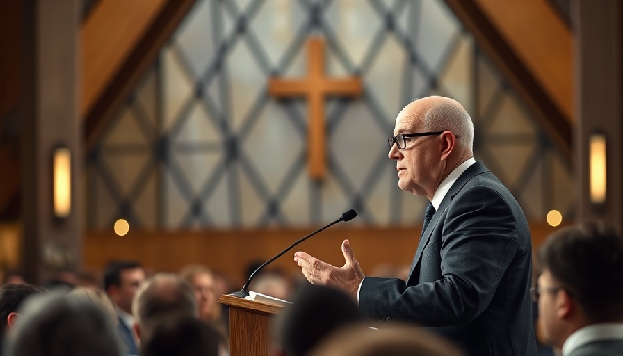 English-speaking Evangelical church speaker in Spain, delivering sermon.