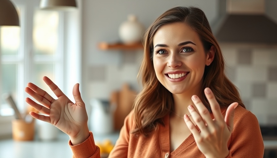 Woman discussing overpaying mortgage in warm kitchen setting.