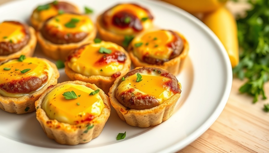 Delicious keto sausage egg and cheese bites on a plate.