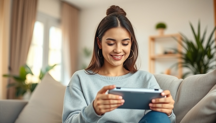 Woman enjoying Nintendo Switch 2 Features in a cozy setting.