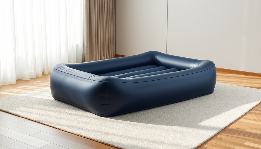 Argos air bed under £12, navy inflatable bed in a modern room