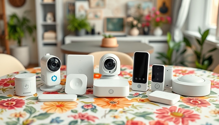 Modern DIY home security system on floral tablecloth