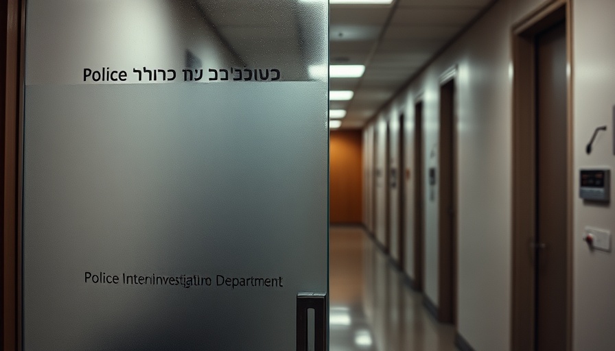 Shin Bet Security Investigation office entrance with text on frosted glass door.
