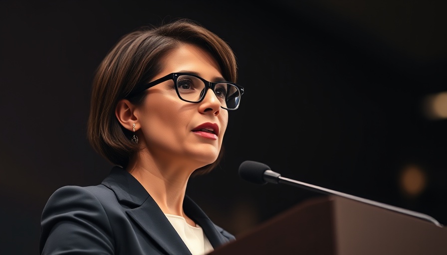 Professional woman addressing Citigroup Q1 2025 earnings report.