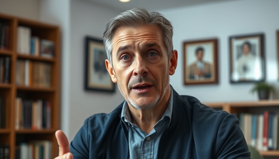 Man discussing economic issues in an indoor setting.