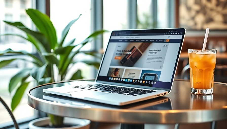 Modern laptop in cafe setting for best laptops for small business 2025.