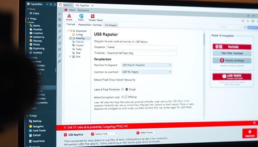 USB Raptor software interface for secure login key setup.