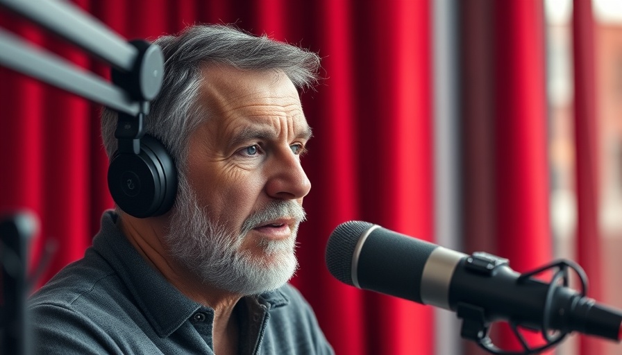 Middle-aged man speaking on a podcast advocating for the unborn's right to life.
