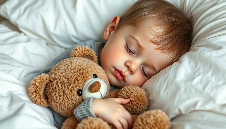 Toddler sleeping peacefully with teddy bear, safe sleep concept.