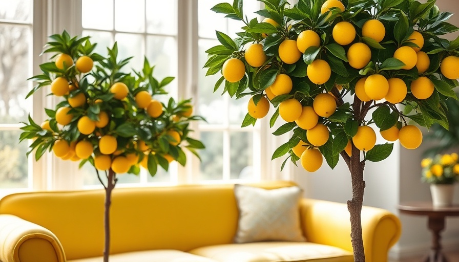 Indoor lemon tree next to sofa for budget gardening