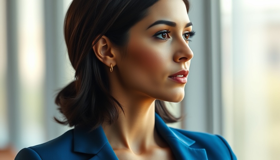 IMF downgrade UK growth; professional woman in blue suit, side view.