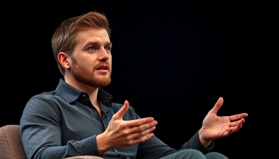 Young man explaining misconceptions about Christianity on stage.
