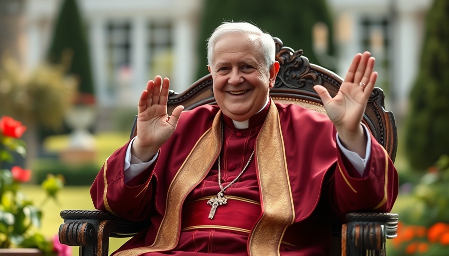 The Pope’s political power symbolized by a serene papal portrait.