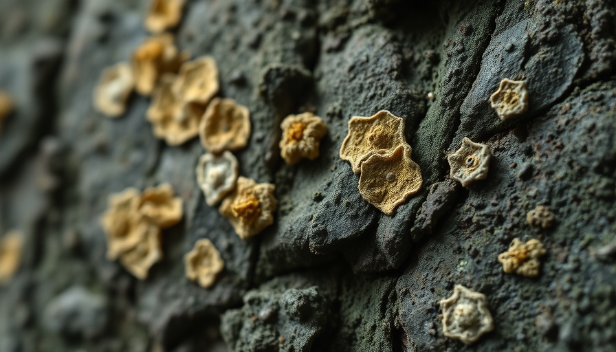 Close-up of mould-affected asbestos material showing decay and damage.