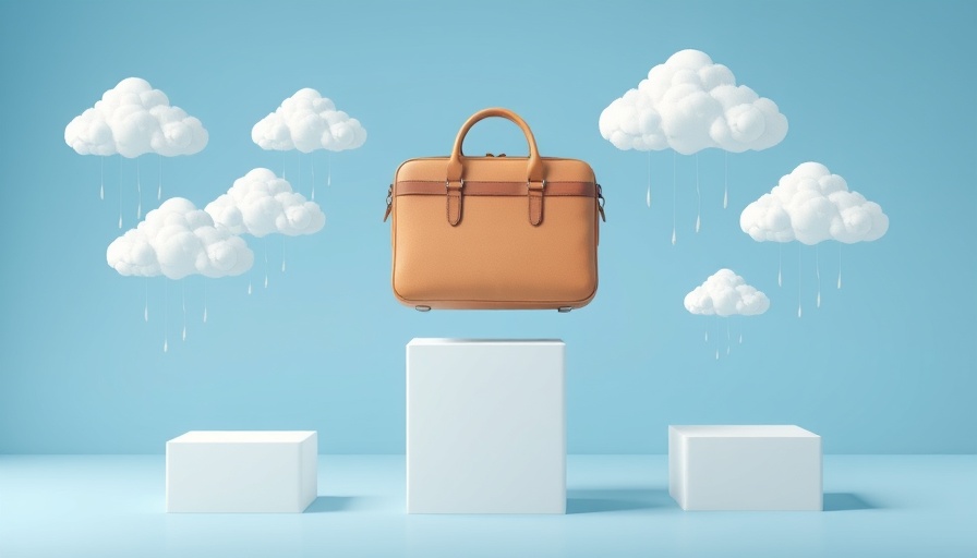 Stylized Windows Briefcase File Syncing concept with clouds and digital rain.