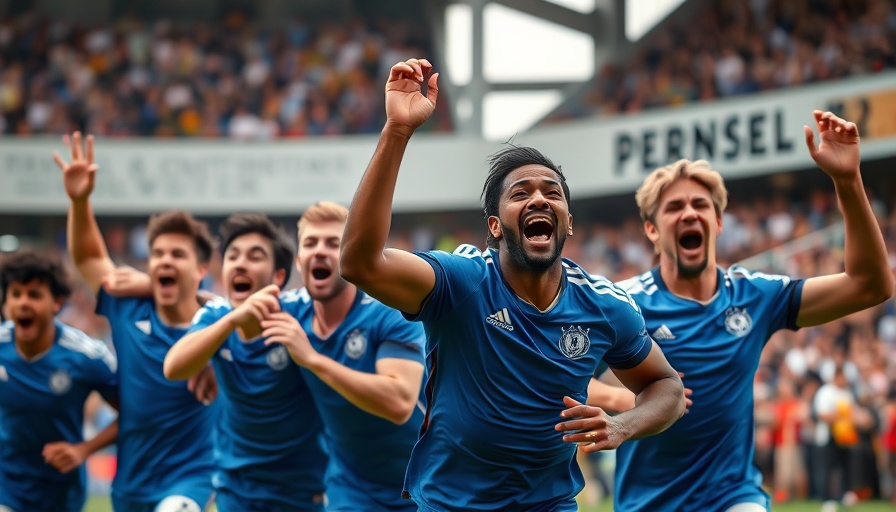 Queen of the South FC players celebrating on the field.