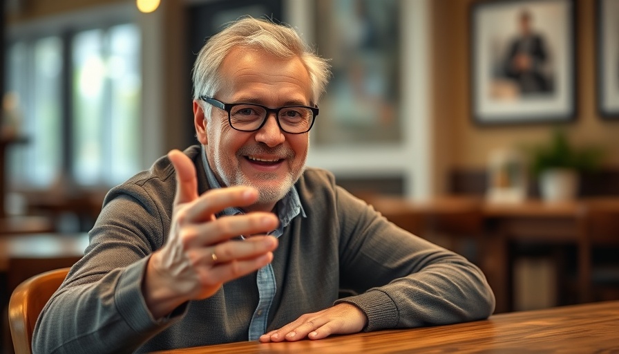 Middle-aged man discussing what estate agents must tell you, indoors.