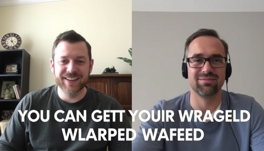 Virtual podcast split-screen interview with engaging conversation.