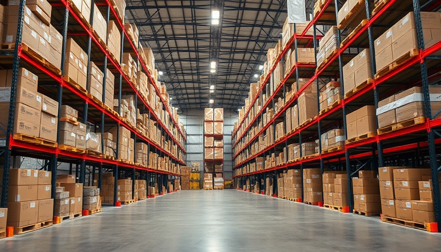 Warehouse shelves filled with boxes, symbolizing secure storage during trade tensions.