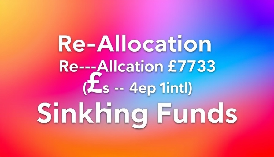 Vibrant gradient background with sinking funds text.