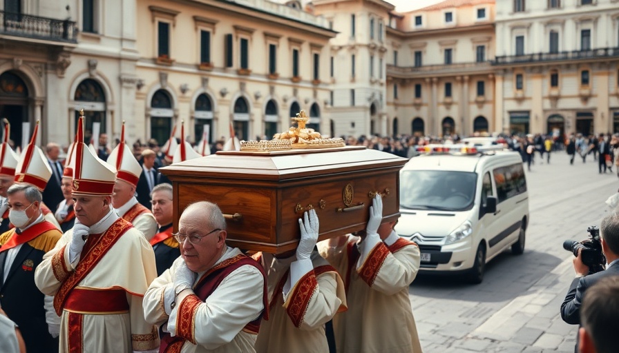 Pope Francis Funeral Legacy depicted in a solemn procession.