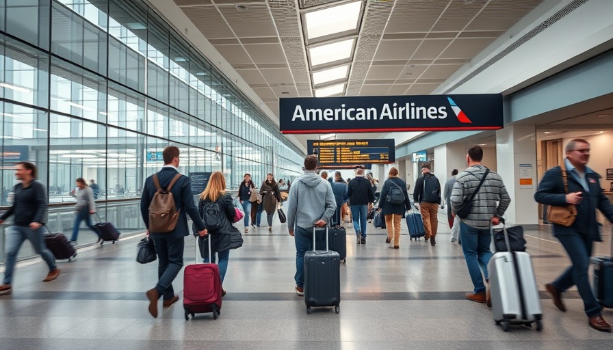Travelers at airport seeking cheaper plane tickets with luggage.