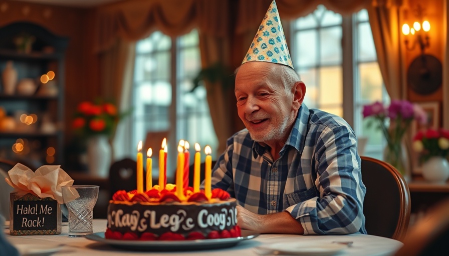 Support your family, man celebrating birthday, warm atmosphere.