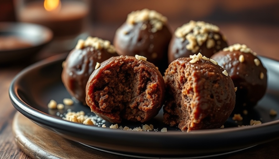 Close-up of homemade bourbon balls recipe with one bite taken.
