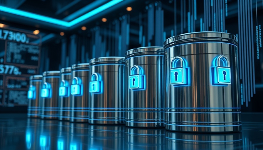 Futuristic containers with digital locks in a digital setting
