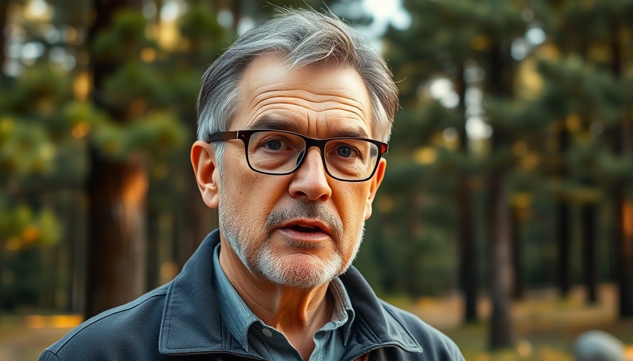 Middle-aged man speaking about real civil rights outdoors.